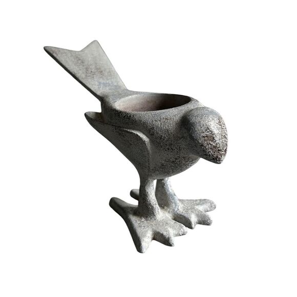 Gray and Black Metal Bird Figurine Tealight Holder - Picture 3 of 6